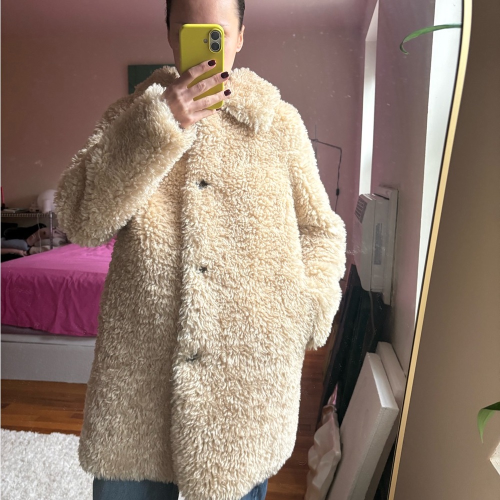 Women's Cream Faux Shearling Coat